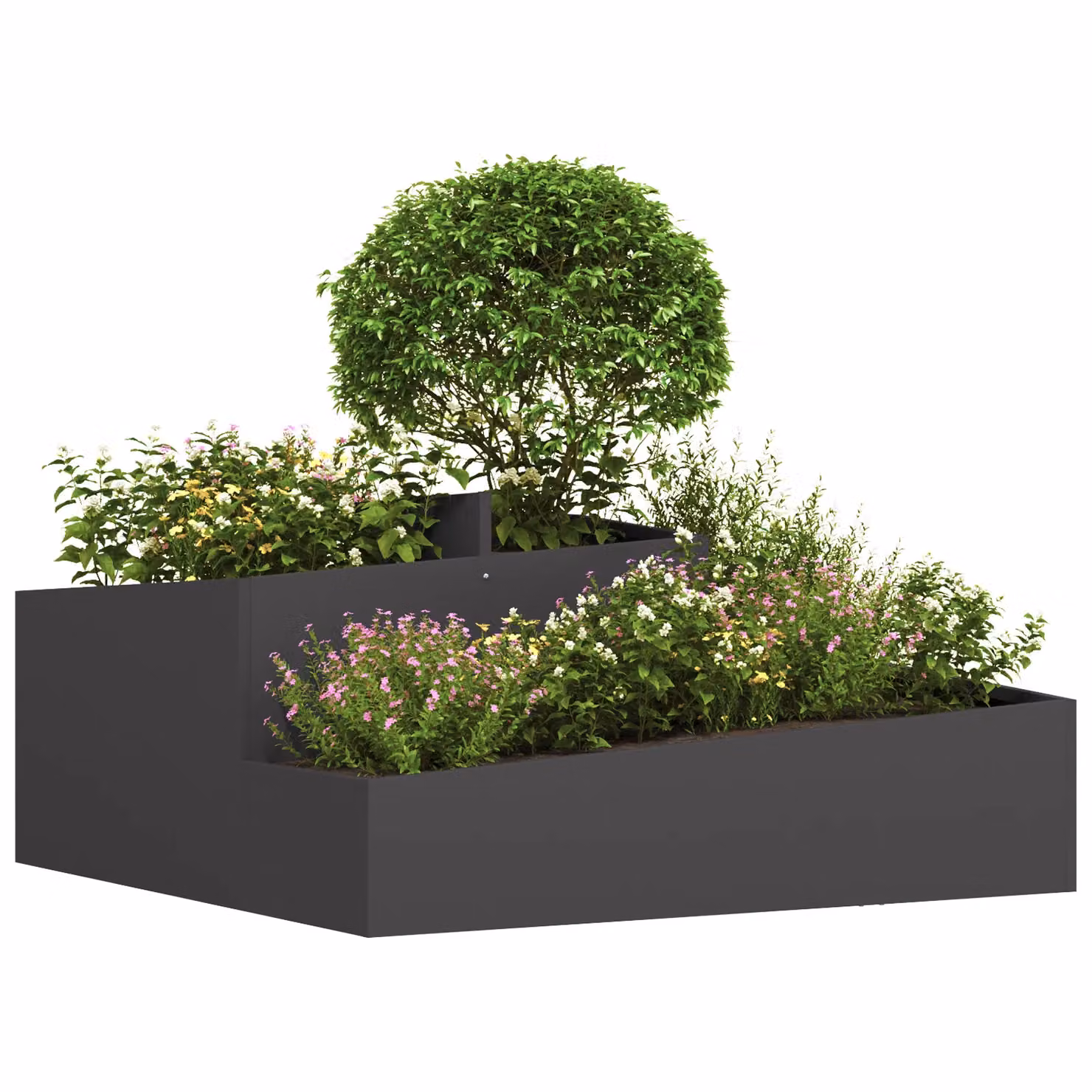 Berkfield Home Large Black Metal Decorative Inlays Planter Tub – 3