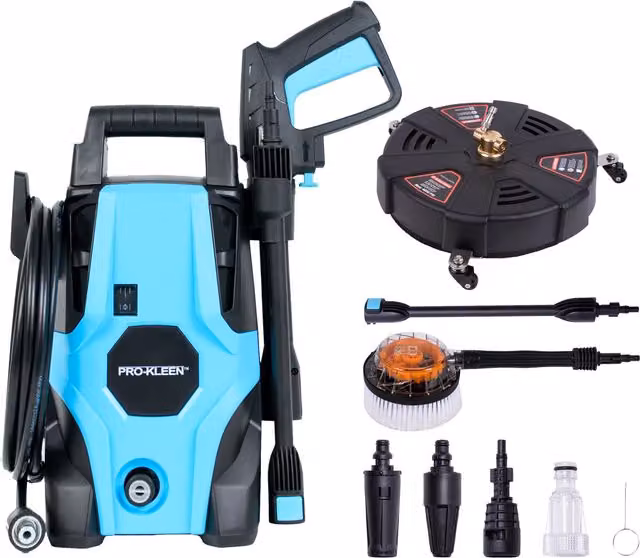 ProKleen Pressure Washer in Black with Rotary Brush and 13 inch Patio Cleaner – 1