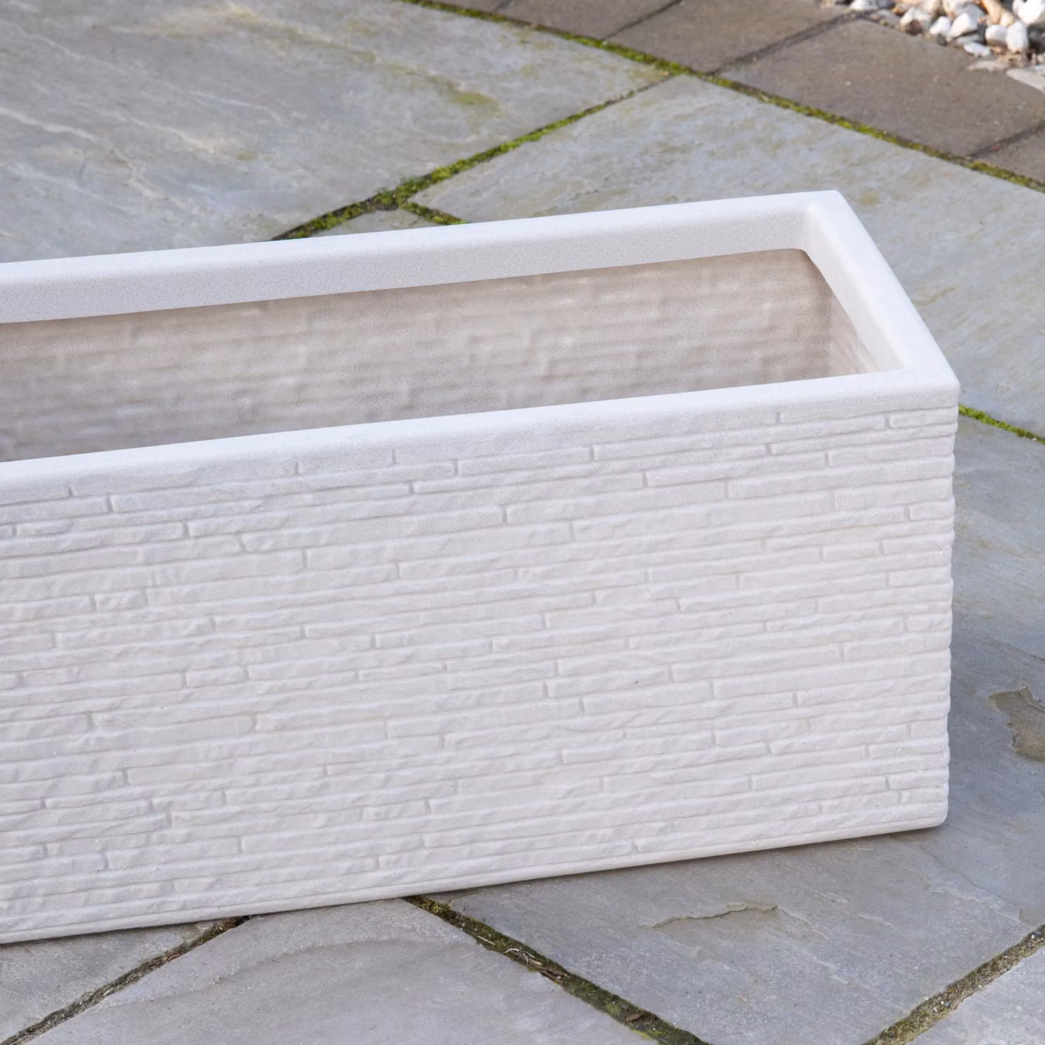 Samuel Alexander Plastic Slate Effect Garden Planter Trough in Grey and Beige, W: 60 cm, D: 25 cm, H: 25.5 cm – 4