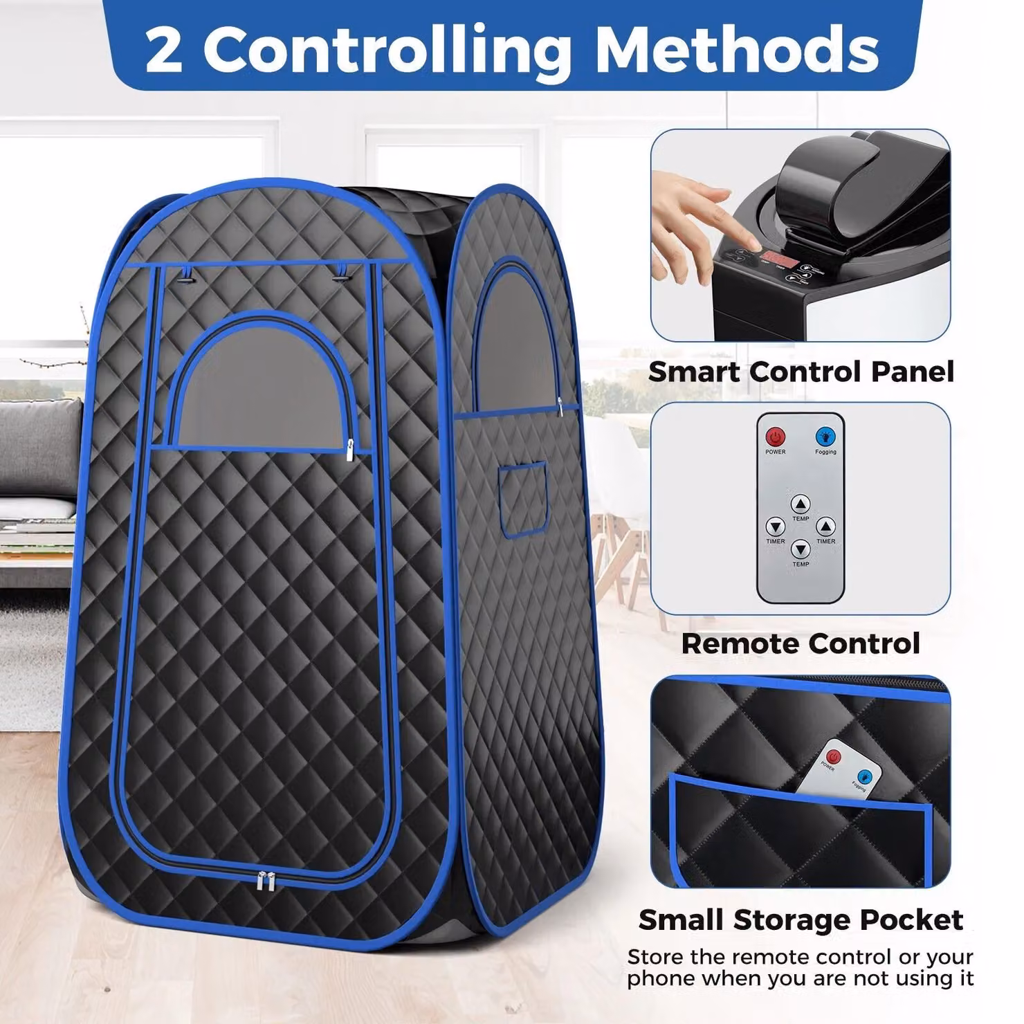 Gymax Portable Full Body Steam Sauna Tent with 3L Steam Generator in Black – 3