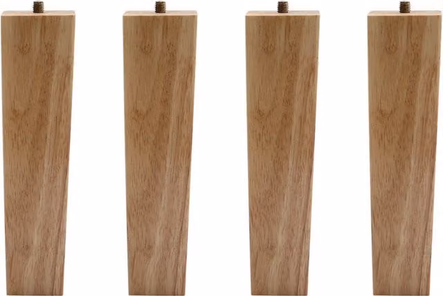 Livingandhome Set of 4 Square Wooden Table Legs in Natural Lacquer Brown and Yellow