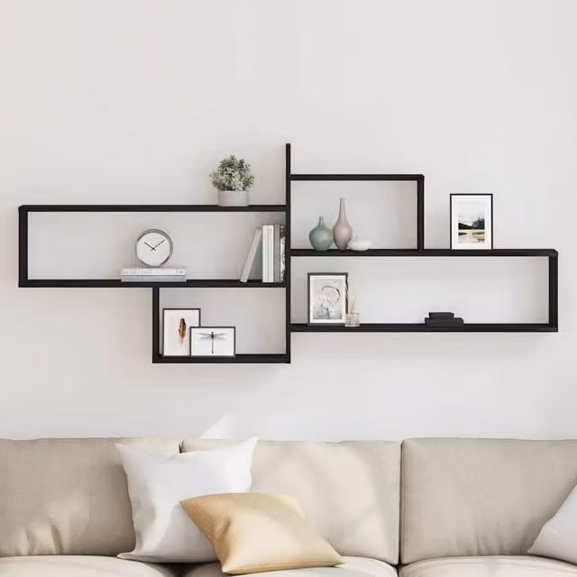 Berkfield Home Black Oak Wall Shelf, W/D/H: 167.5 x 18 x 68 cm – 1
