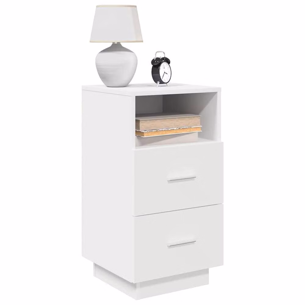 Berkfield Home Durable Bedside Cabinet with 2 Drawers, White, W/D/H: 36 x 36 x 68 cm – 2