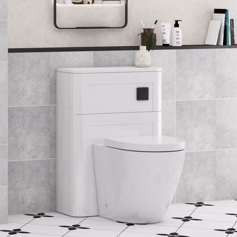 Royal Bathrooms Henley 550mm Gloss White Wall Mounted WC Unit with Elva Rimless Ceramic Toilet Pan, Soft Close Seat and Cistern