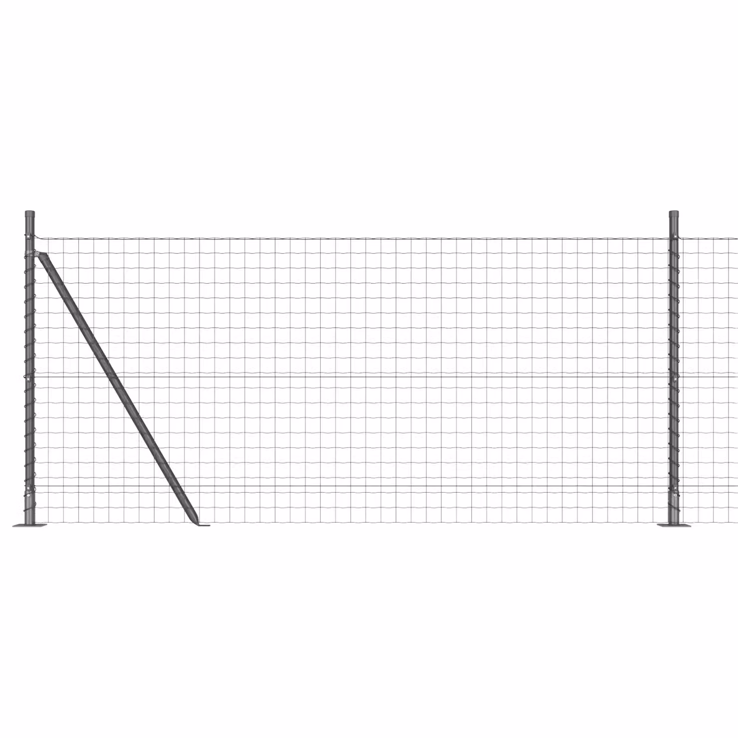 Berkfield Home Euro Fence with 7 Flanged Posts, Galvanised Steel, Silver, W: 10 m, H: 1 m – 2