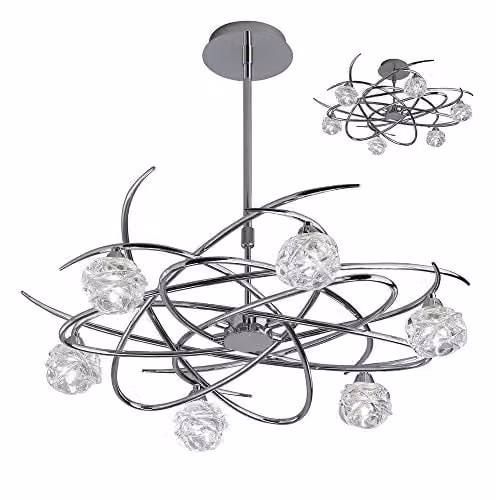 Mantra Iluminación Maremagnum 6 Light Polished Chrome Pendant and Semi Flush Convertible Light Fitting – 1