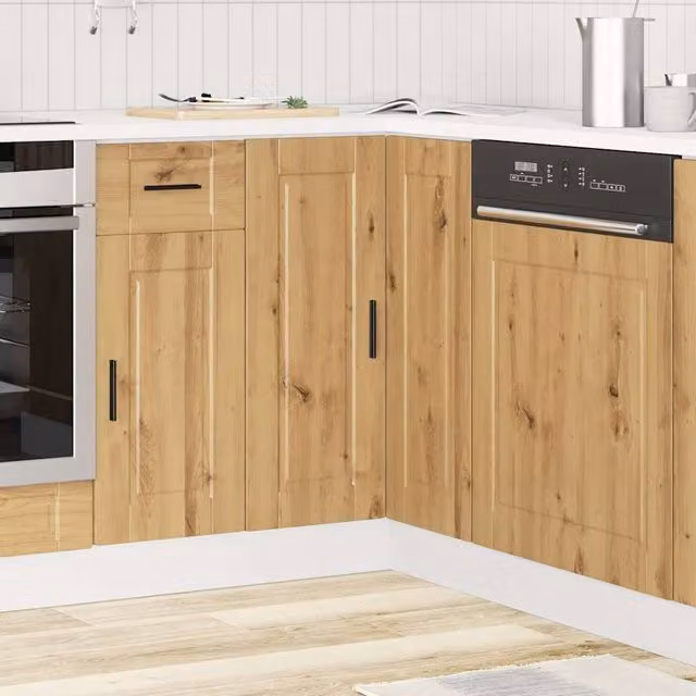 Berkfield Home Porto Artisan Oak Kitchen Corner Base Cabinet in Brown W/D/H: 75.5 x 75.5 x 81.5 cm – 1
