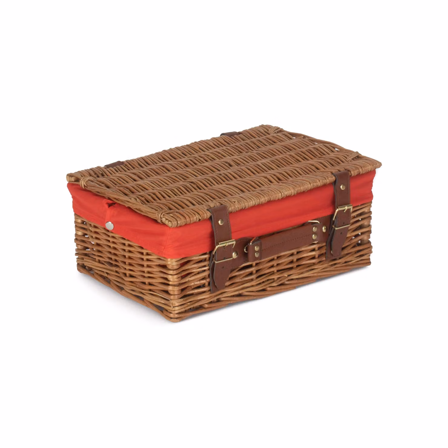 Red Wicker Picnic Basket with Cotton Lining – 2