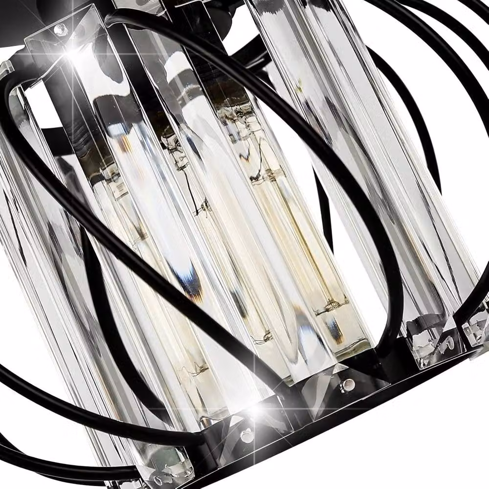 COMELY Industrial Mini Semi Flush Mount Crystal Ceiling Light in Black – 7