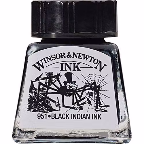 Winsor & Newton Indian Black Drawing Ink, 14 ml