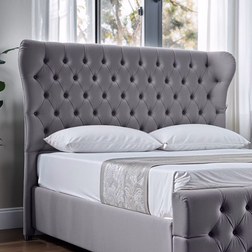 UK Bed Furniture Isabella Ottoman Gas Lift Upholstered Bed in Grey, W/D/H: 180 x 200 cm – 3