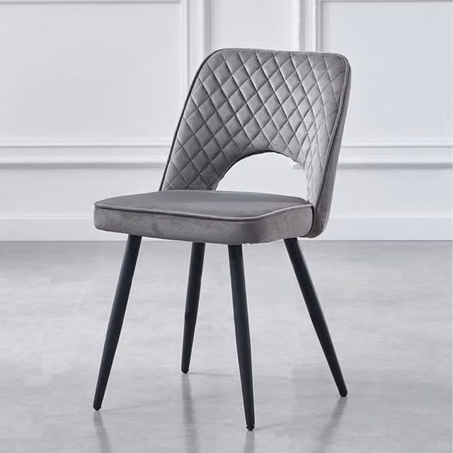 RayGar Modern Velvet Fabric Dining Chair in Grey and Black