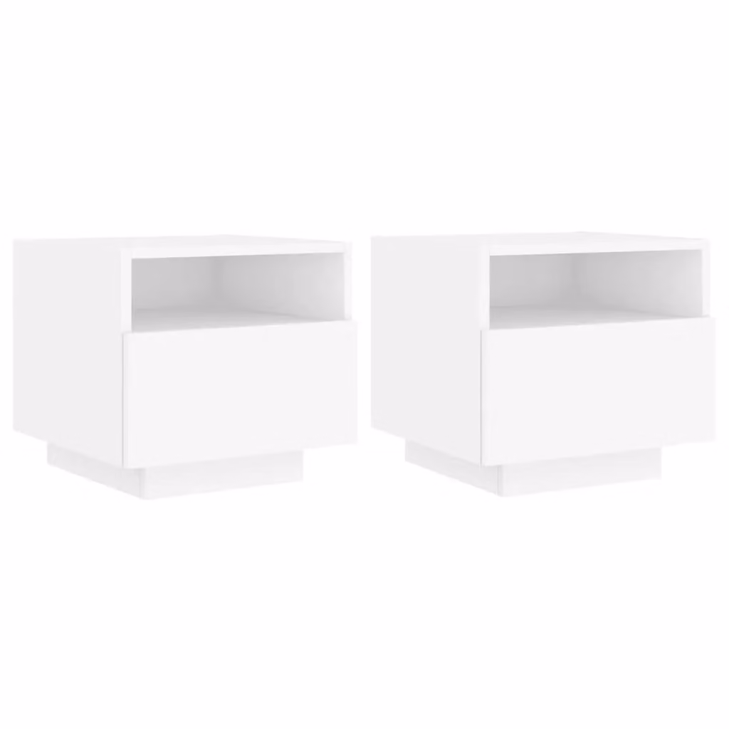 Berkfield Home Set of 2 White Bedside Cabinets with Integrated LED Lighting, W/D/H: 40 x 39 x 37 cm – 2