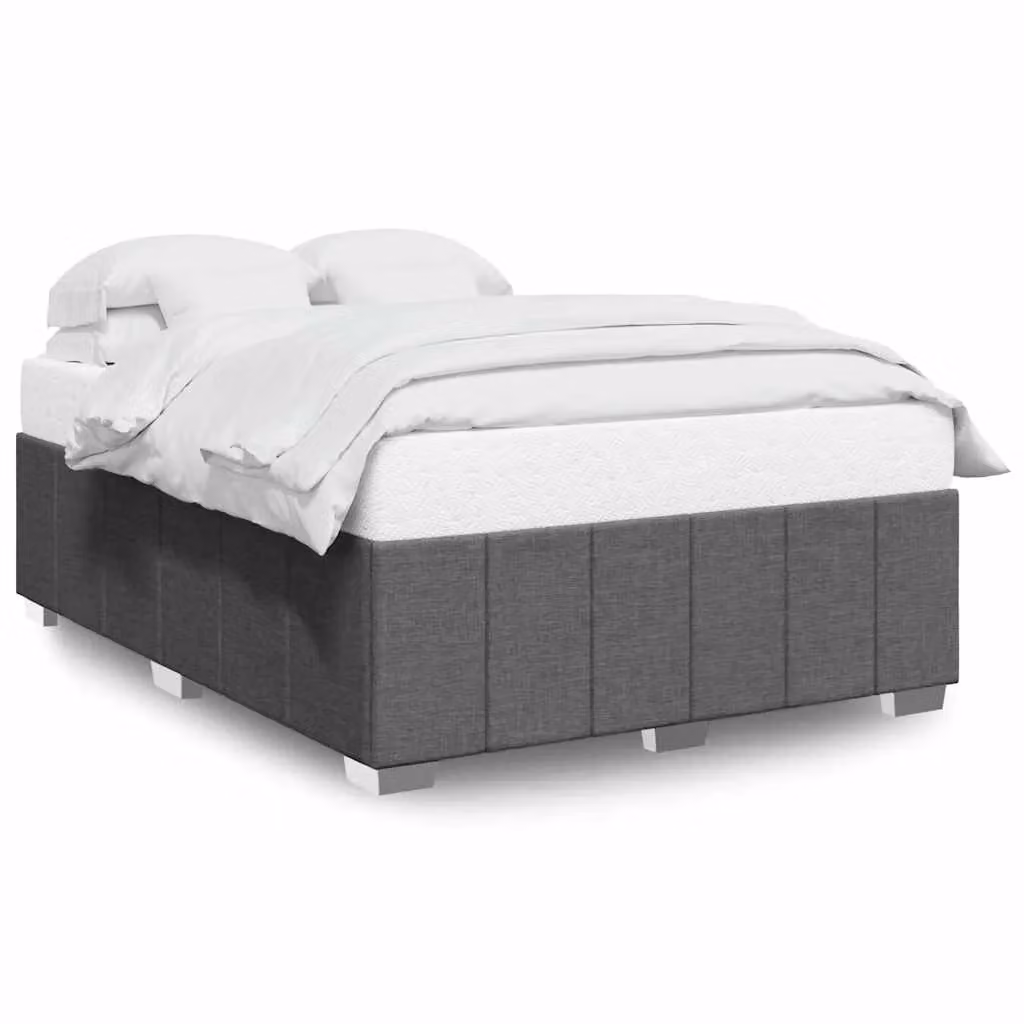 Berkfield Home Upholstered Fabric Bed Frame in Dark Grey, W/D/H: 140 x 200 cm – 2