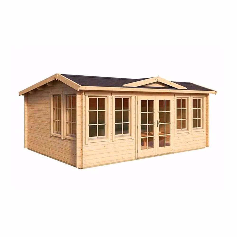 Lasita Maja Ltd Balmoral Log Cabin Garden Room and Home Office in Beige, W/D/H: 421.3 x 570 x 239.4 cm – 2