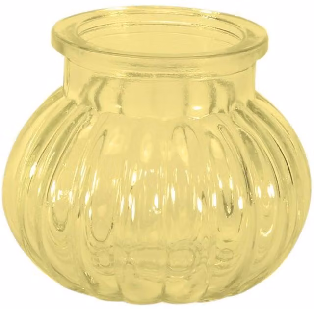 Kingsbury Gifts Yellow Glass Bud Vase, Round Tabletop Design, H: 7.5 cm, W: 9.0 cm, D: 7.5 cm