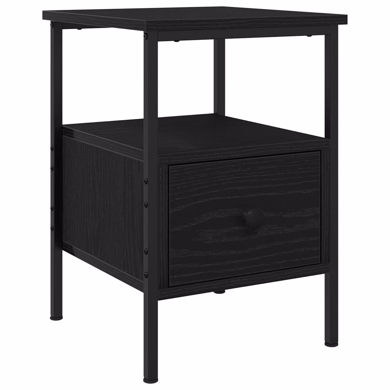 Berkfield Home Black Oak Bedside Cabinet in Engineered Wood and Steel, W/D/H: 34 x 36 x 50 cm – 2