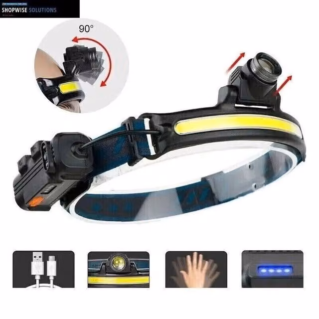 Kelvenix Lumi Light Head Torch with 6 Modes and USB Charging, Black