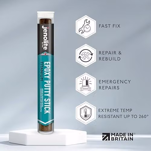 JENOLITE Titanium Industrial Strength Epoxy Putty Repair Stick, Grey, 112g – 2