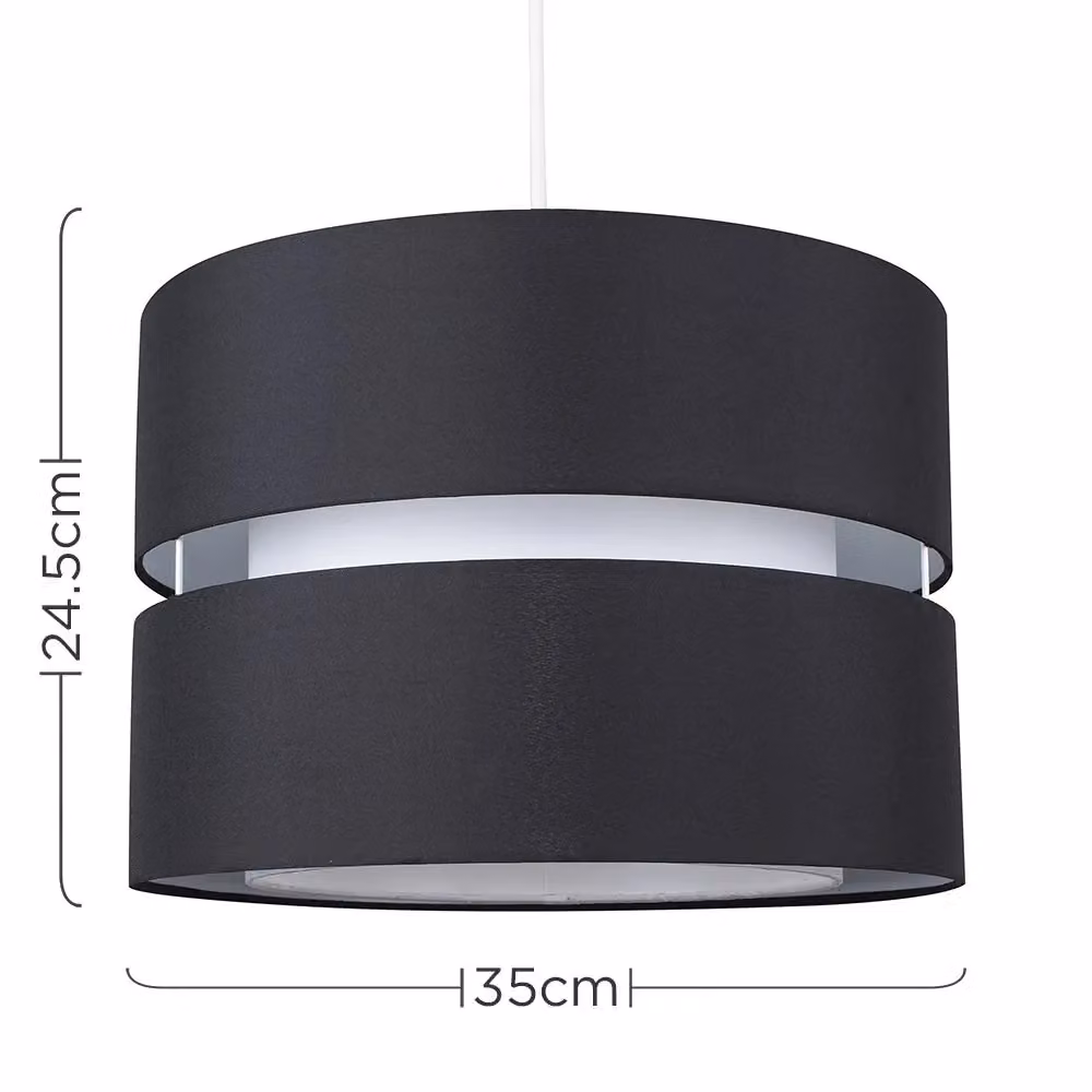 ValueLights Sophia Two Tier Modern Drum Ceiling Pendant Light Shade in Black and White, Diameter: 35 cm – 7