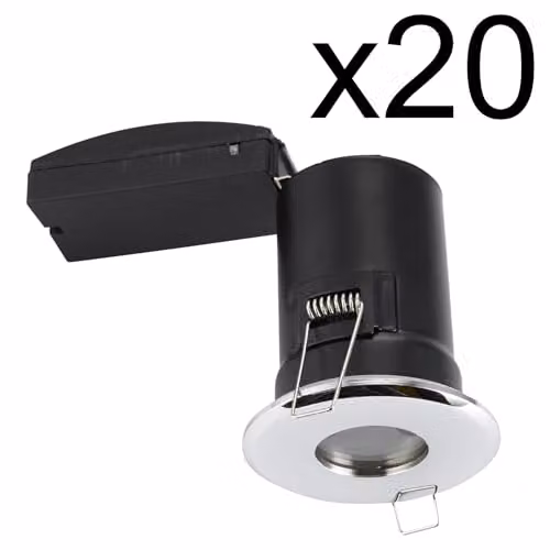First Choice Lighting Set of 20 Chrome IP65 Dimmable Recessed Round Bathroom Downlights with Glass Cover – 2