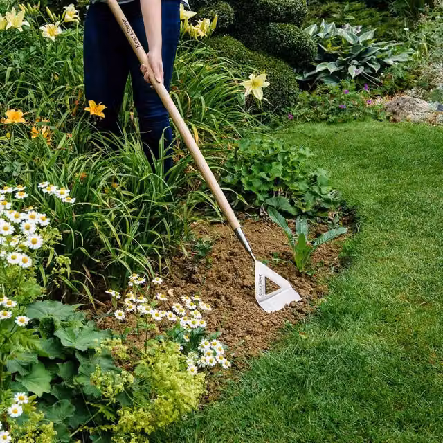 Kent & Stowe Stainless Steel Long Handled Dutch Hoe with Wood Handle in Beige