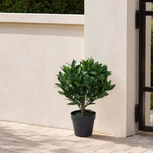 Leaf Design UK Artificial Realistic Bay Laurel Topiary Ball Tree, Green, 50 cm – 2