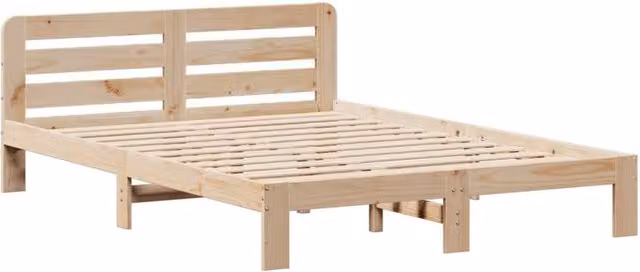 Berkfield Home Decorative Solid Wood Pine Bed Frame in Light Brown, W/D/H: 160 x 200 x 65.5 cm