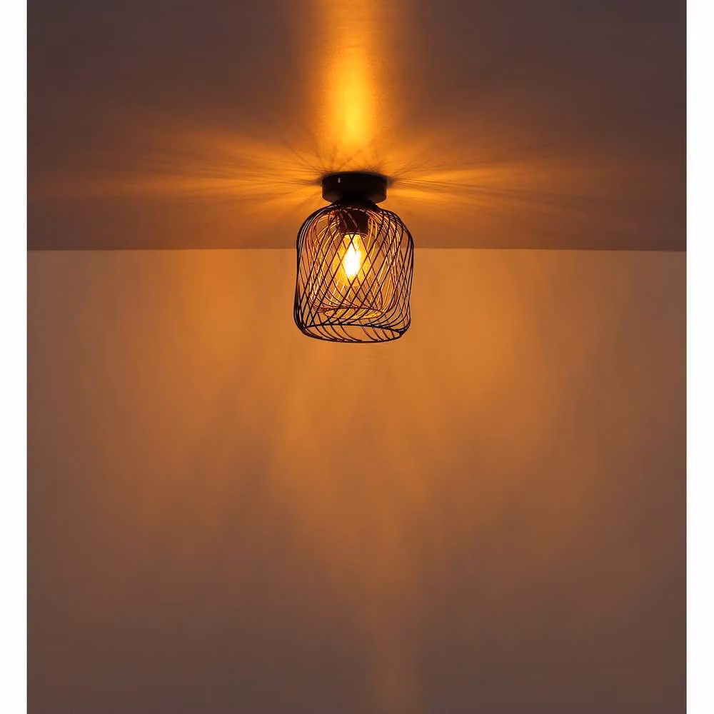 Netlighting Dichti Semi Flush Ceiling Light in Matt Black and Gold/Brass, W/D/H: 40 x 24.5 x 18 cm – 3