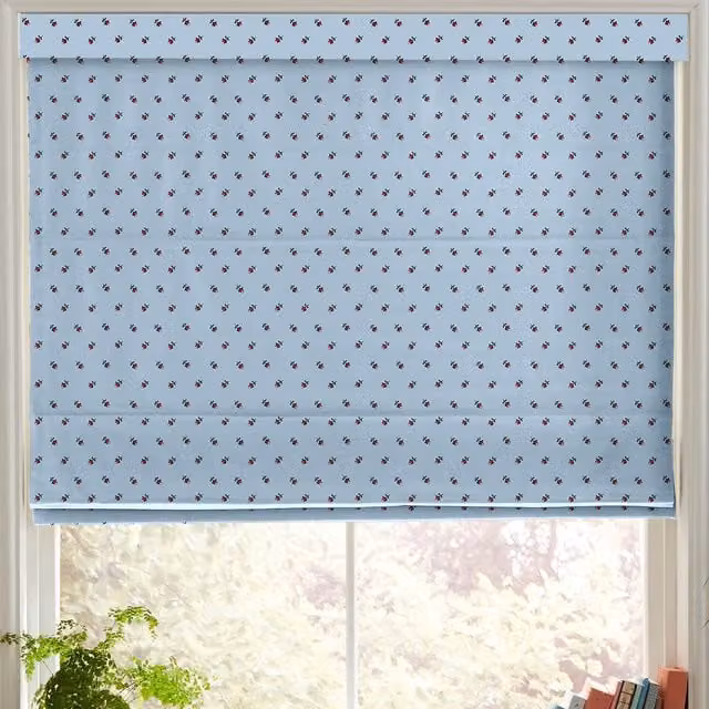 Cath Kidston Rose Bud Blue Floral Blackout Made to Measure Roman Blind