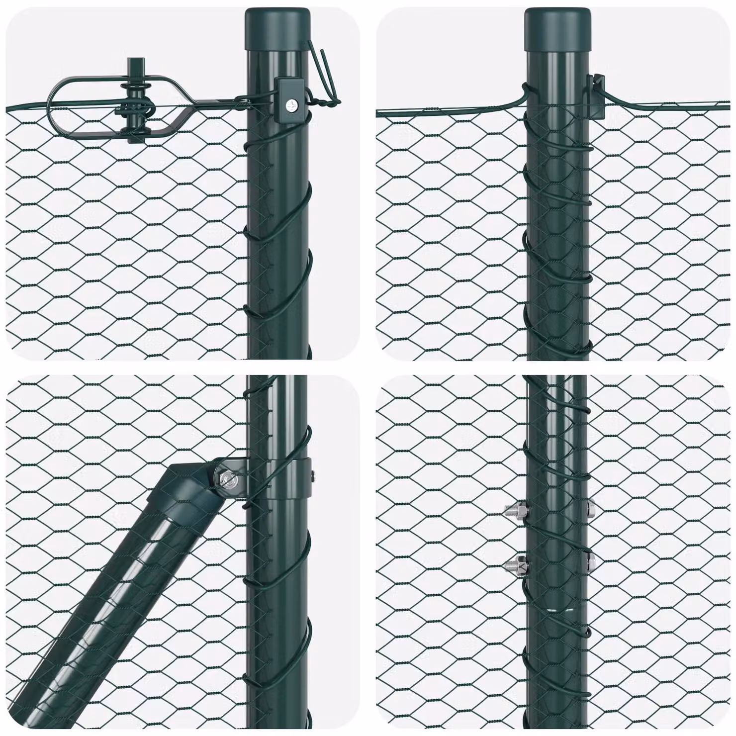 Berkfield Home Set of 2 Green Metal Round Durable Fencing Sets – 5