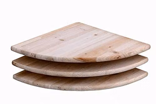 Core Products 3 Pack Brown Pine Wall Mounted Corner Shelf Kit, W/D/H: 30.48 x 30.48 x 16.0 cm