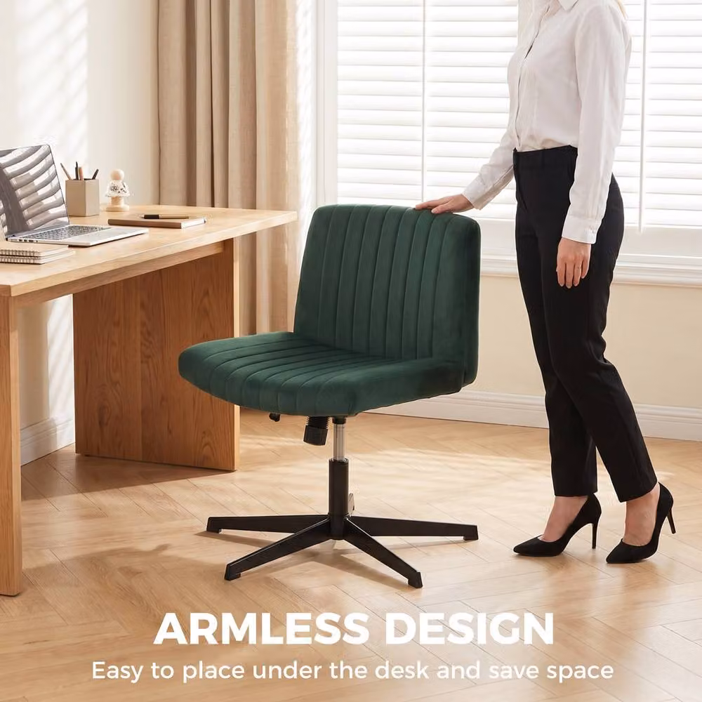 STILVORA Green Velvet Swivel Task Chair for Home Office and Bedroom – 7