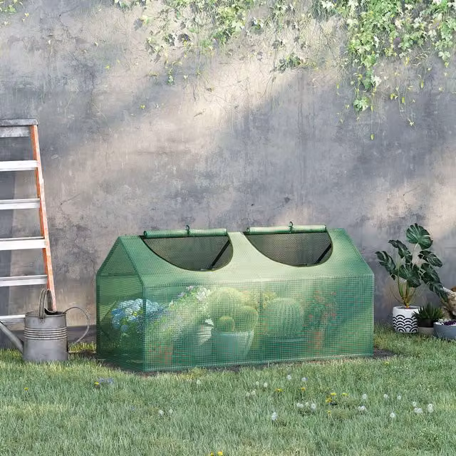 OUTSUNNY Mini Greenhouse Small Plant Grow House with Windows in Bright Green, W/D/H: 60 x 60 x 60 cm
