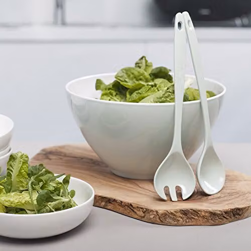 Zeal Melamine Salad Bowl and Server Set in Green and White – 2