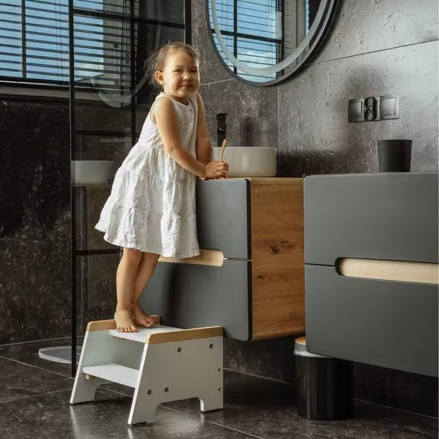 Love For Sleep The Original Step Stool in White and Pine