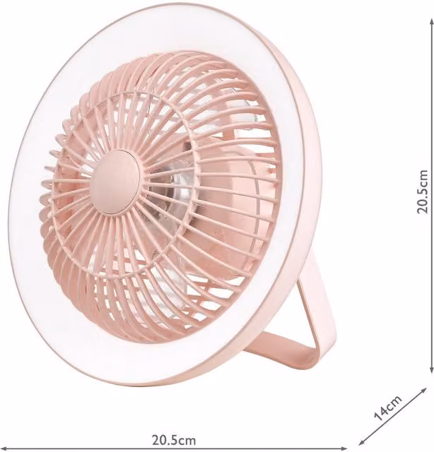 Dar TUR4103 Mini Rechargeable LED Wall Light, Pink, Dimmable and Adjustable, Cool White