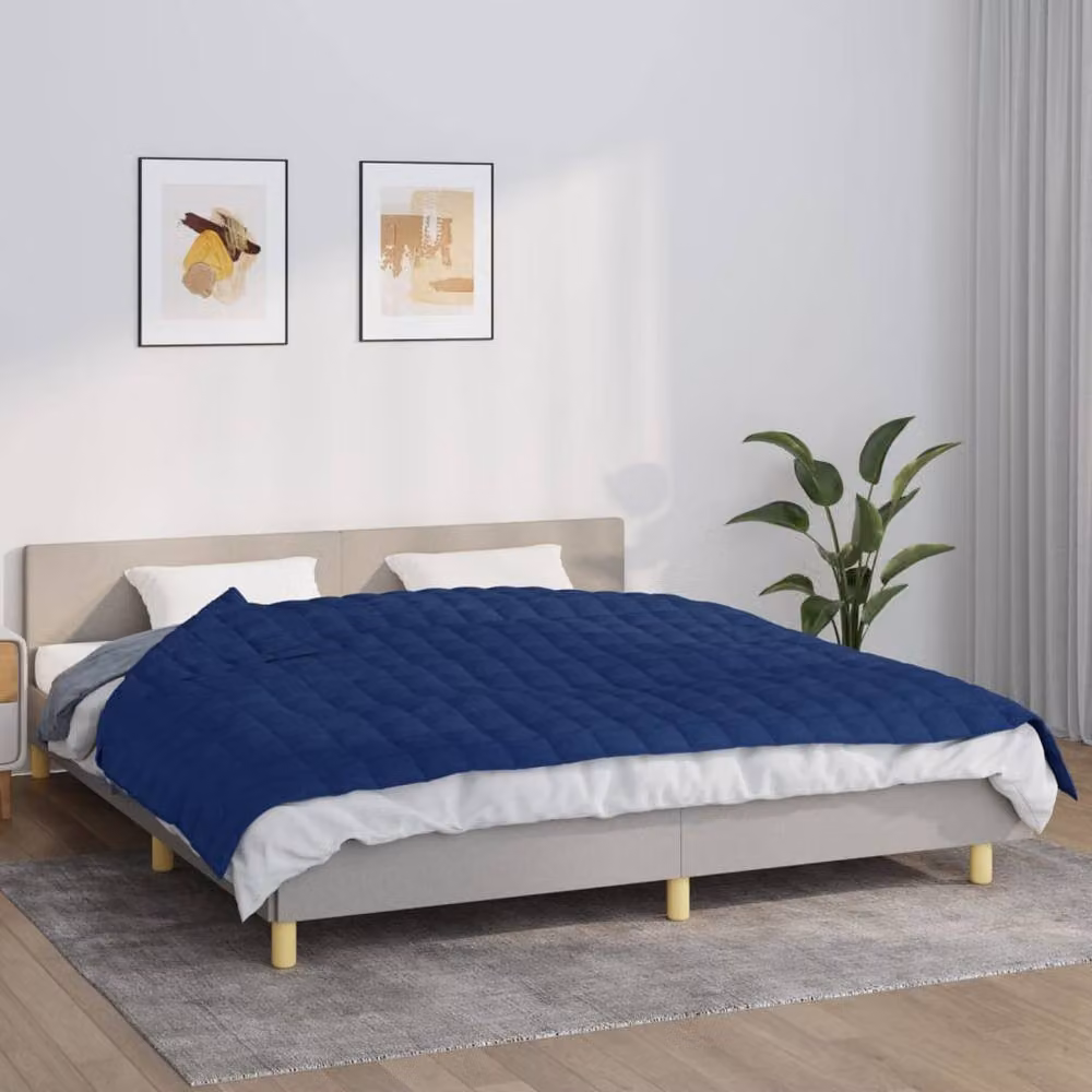 Berkfield Home Blue Weighted Blanket with Glass Beads and Cotton Fabric, W/D/H: 155 x 220 cm, 11 kg – 2