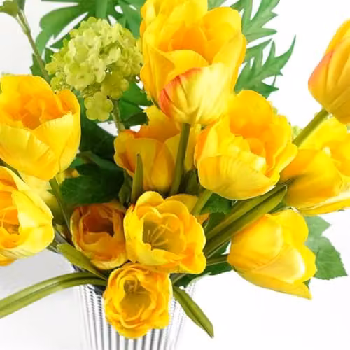 Leaf Design Yellow Artificial Tulip Stem, 80 cm – 3