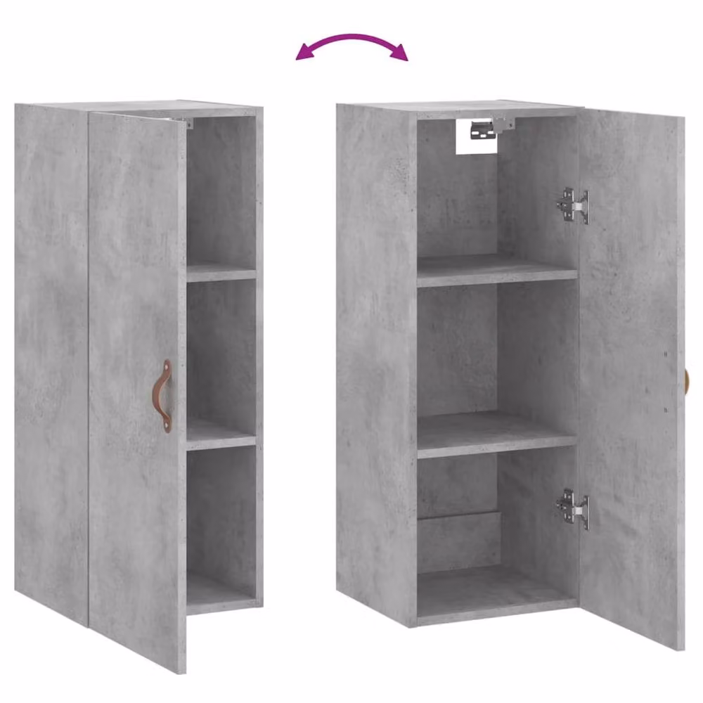 Berkfield Home Wall Mounted Cabinet in Grey, W/D/H: 34.5 x 34 x 90 cm – 3