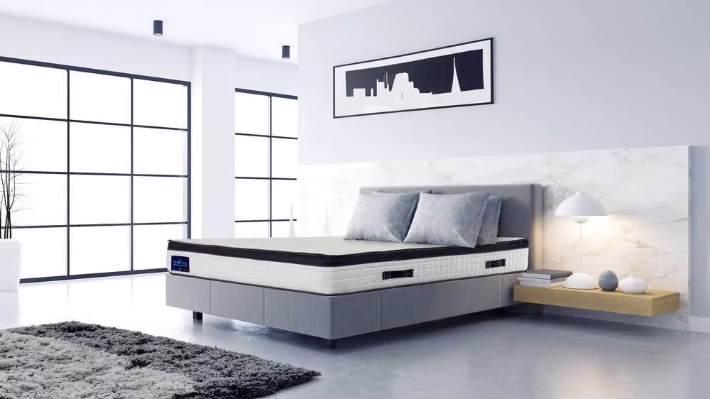 Bedzonline Hybrid Memory Foam and Pocket Spring Mattress with Knitted Fabric in Black and White, W/D/H: 150 x 200 x 25 cm – 4