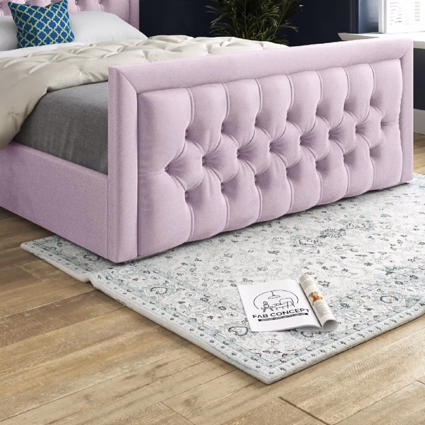 Casani Rovigo Upholstered Velvet Bed Frame in Pink, W/D/H: 90 x 190 x 137 x 98 cm – 3