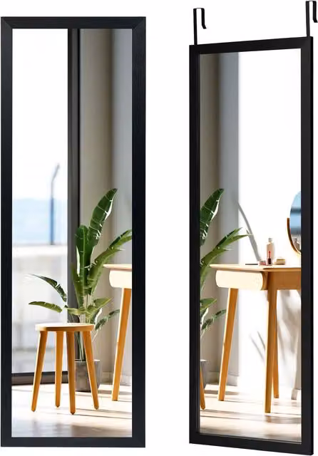 Gymax Full Length Body Mirror, Black, H 120 cm x W 37 cm – 1