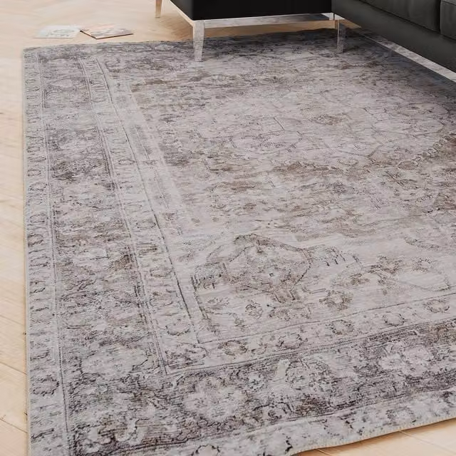 Kukoon Grey Distressed Soft Pile Area Rug, W: 160 cm, L: 230 cm