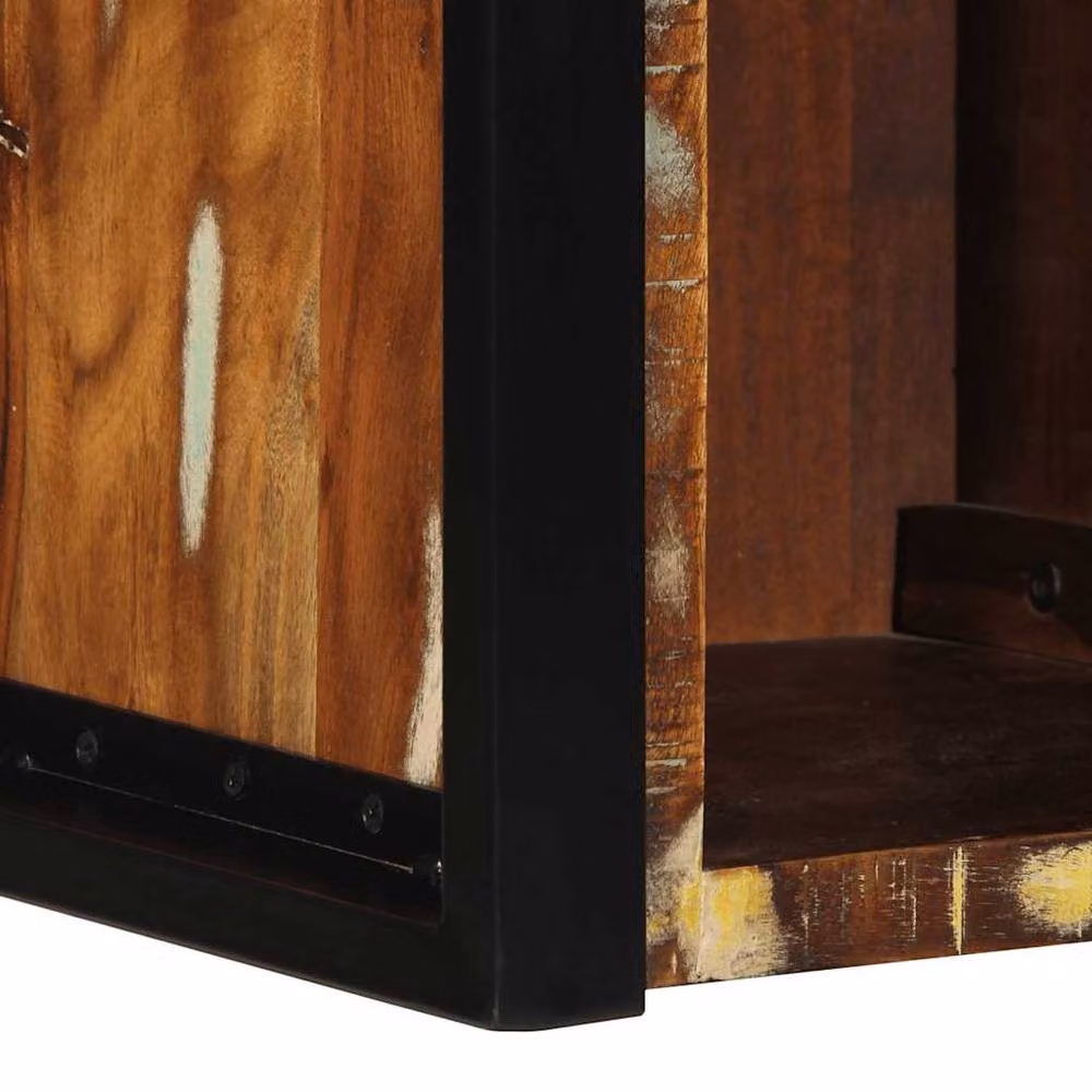 Berkfield Home Sturdy Multicolour Bedside Cabinet in Reclaimed Solid Wood, W/D/H: 40 x 35 x 40 cm – 6