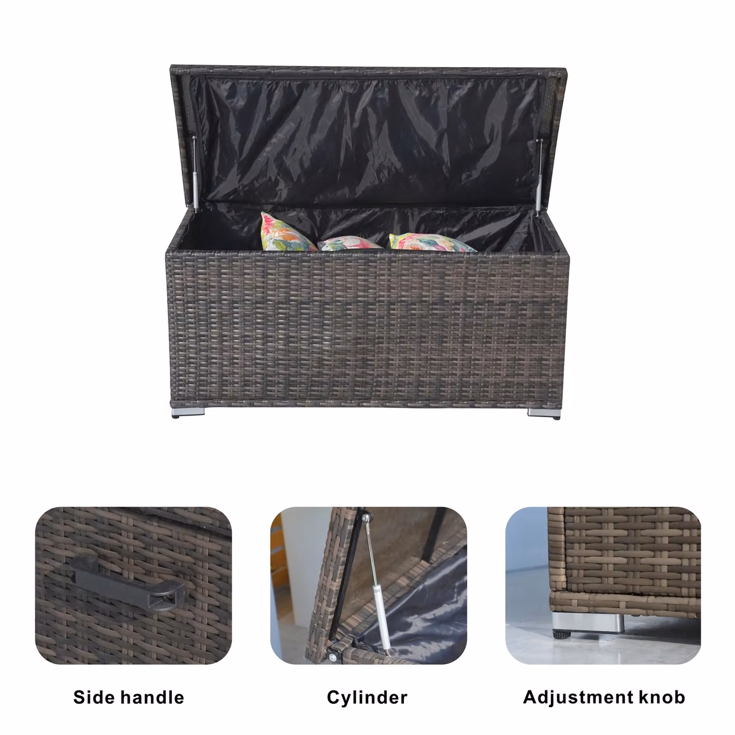 Direct Wicker Brown Rattan and Aluminium Outdoor Storage Box for Garden and Patio, W/D/H: 56 x 56 x 56 cm – 2
