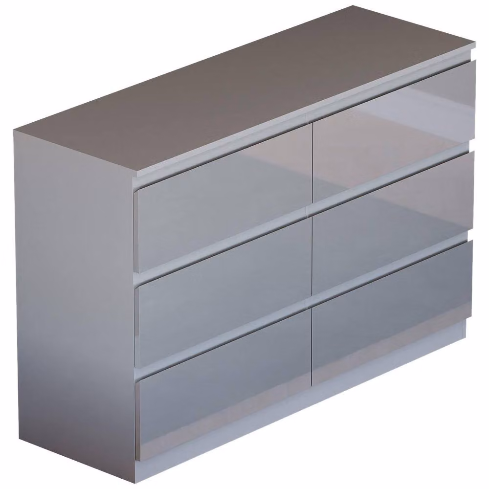 Vida Designs Glinton High Gloss 6 Drawer Chest of Drawers in Grey – 5
