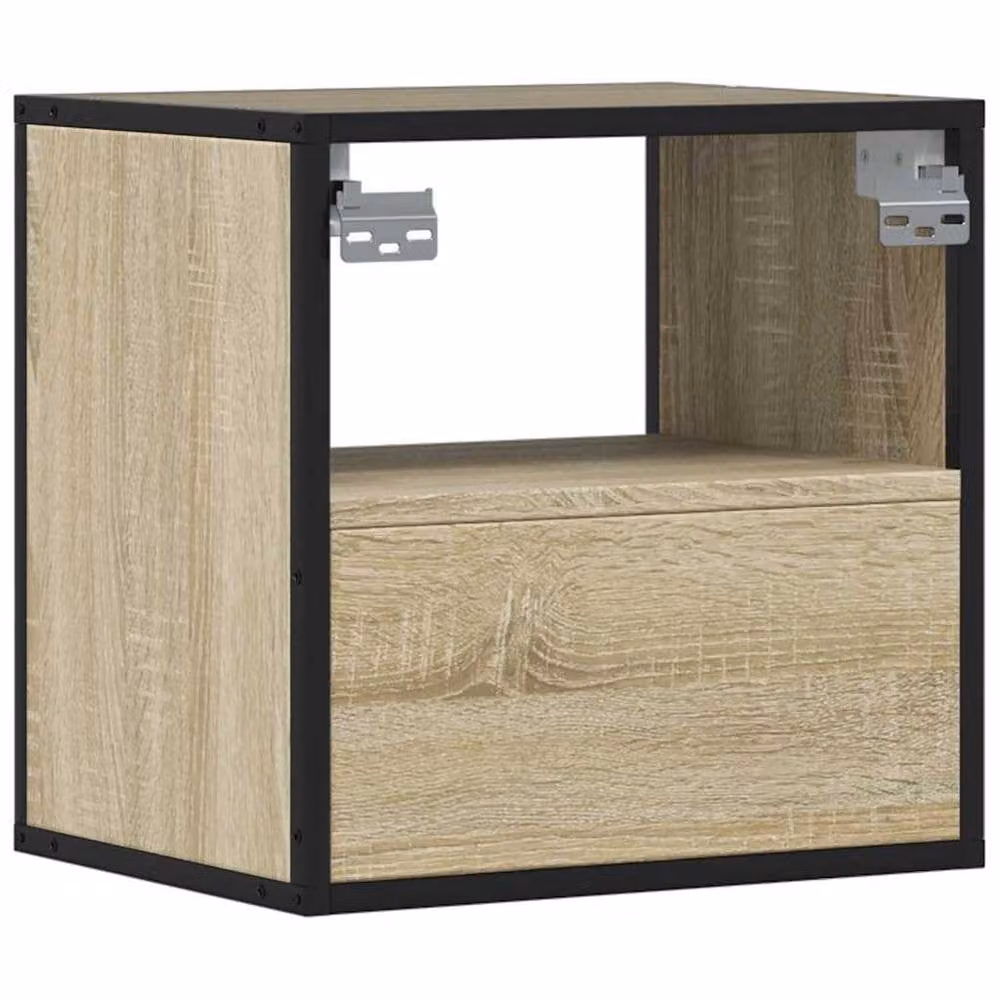Berkfield Home Wall-mounted Bedside Cabinet in Sonoma Oak, Light Tan, W: 40 cm, D: 31 cm, H: 39.5 cm – 6
