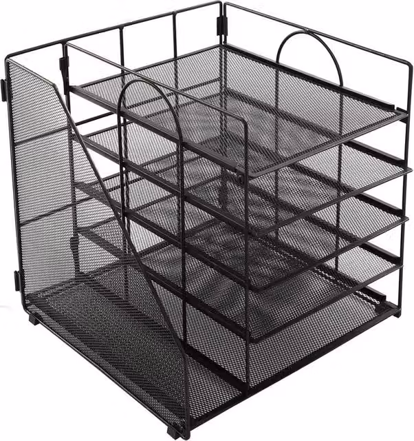 VOGREX 5-Tier Mesh Metal Desktop Office Organizer and Pen Storage in Black – 1