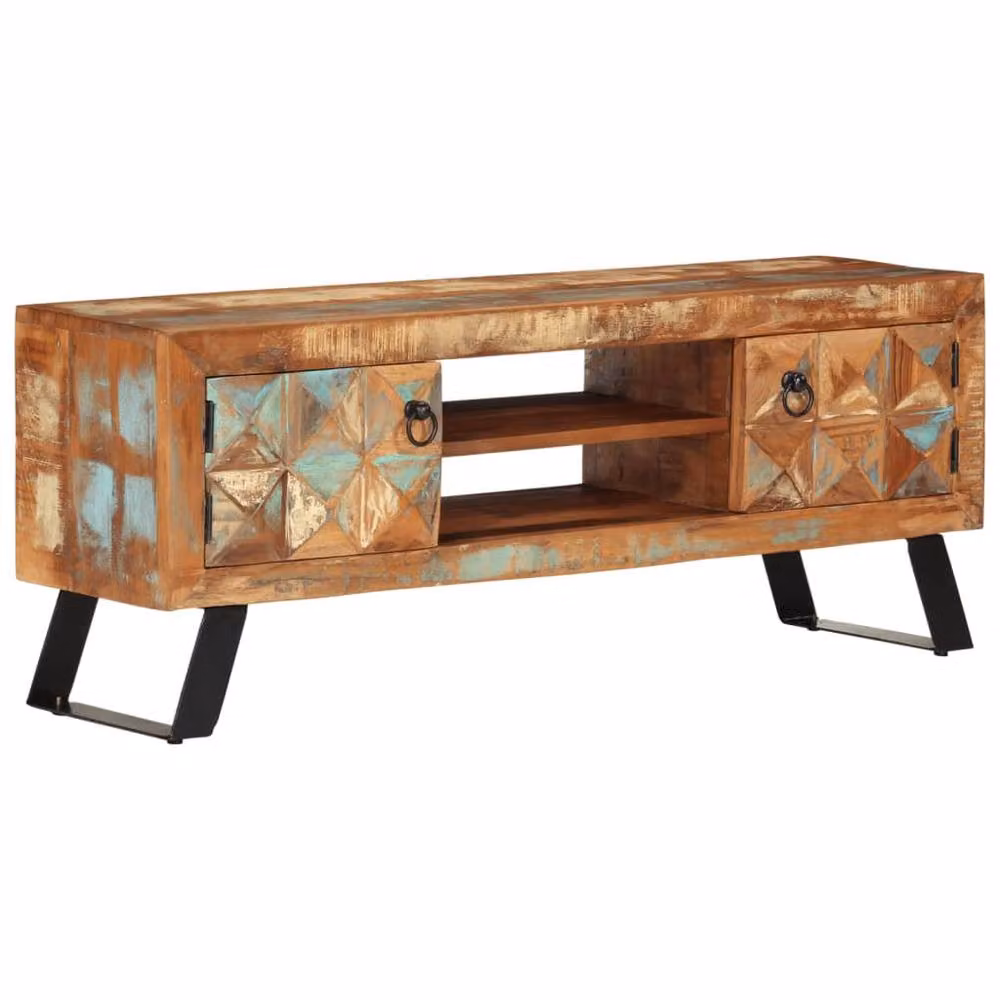 Berkfield Home Retro TV Cabinet in Brown Reclaimed Wood, W/D/H: 112 x 30 x 45 cm – 2